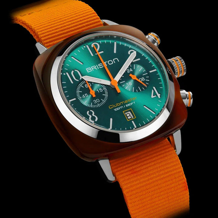 Briston Clubmaster Classic 24140.SA.T.27.NOG Green Dial Unisex Chronograph NATO Watch