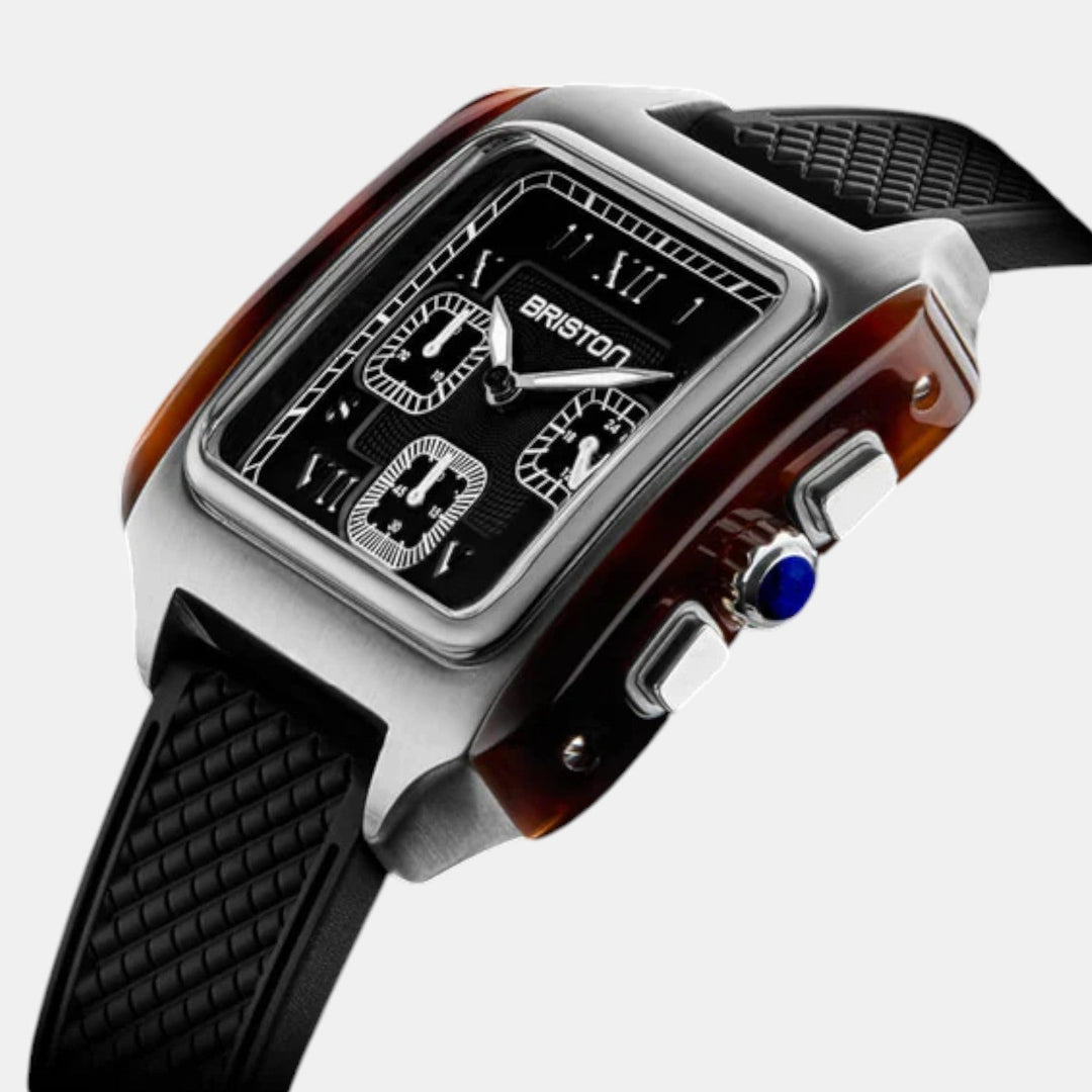 Briston Streamliner Kennedy Men Quartz Black Dial Chronograph Rubber Watch 251838.SA.T.1.FB