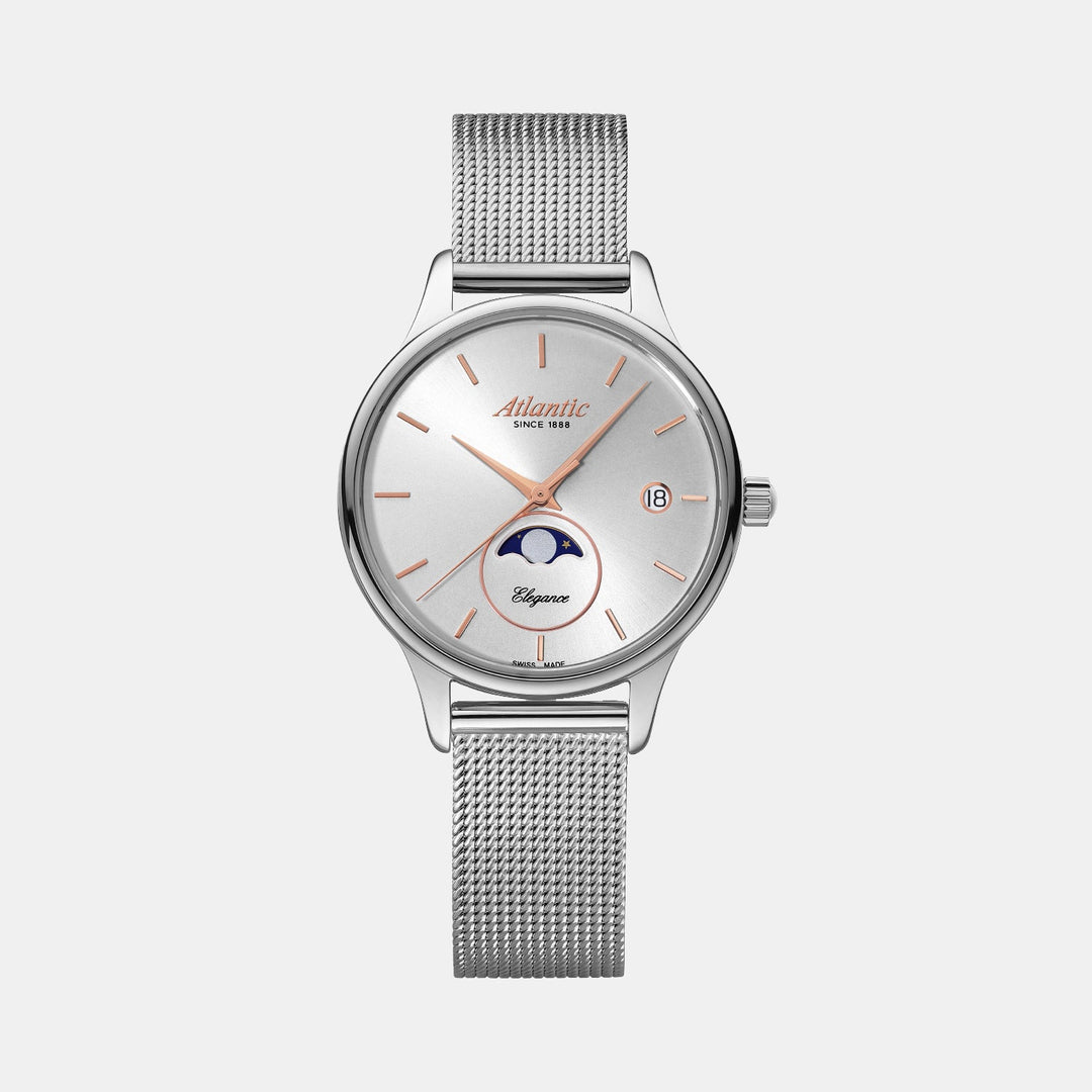 Atlantic Elegance Moonphase Quartz Silver Dial Women&