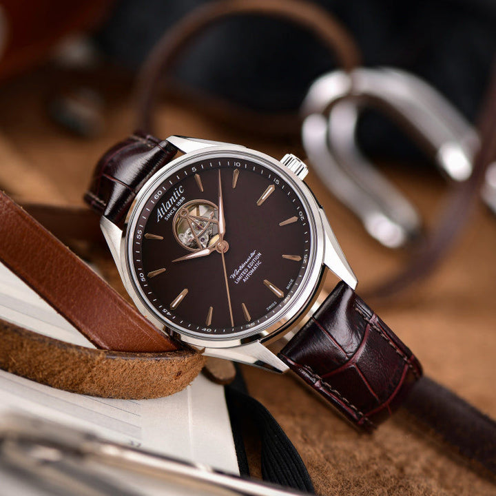 Atlantic 52780.41.81R Brown Dial Automatic Leather Men&
