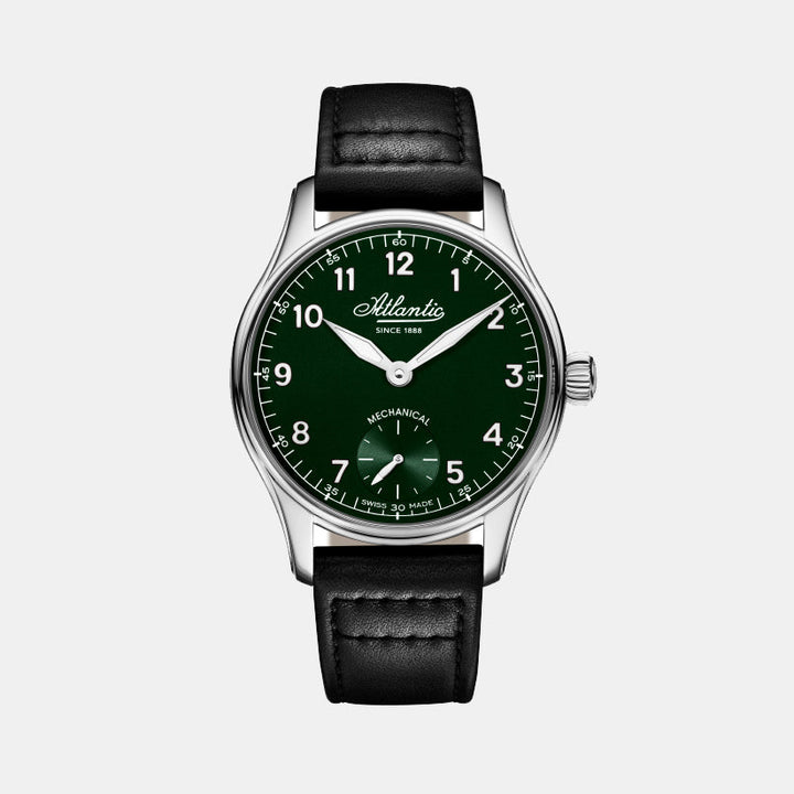 Atlantic Quartz Green Dial Leather Watch 52952.41.73
