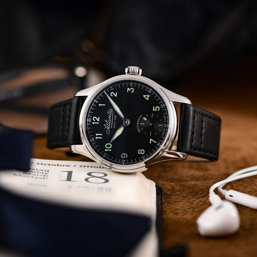 Atlantic Quartz Green Dial Leather Watch 52952.41.73