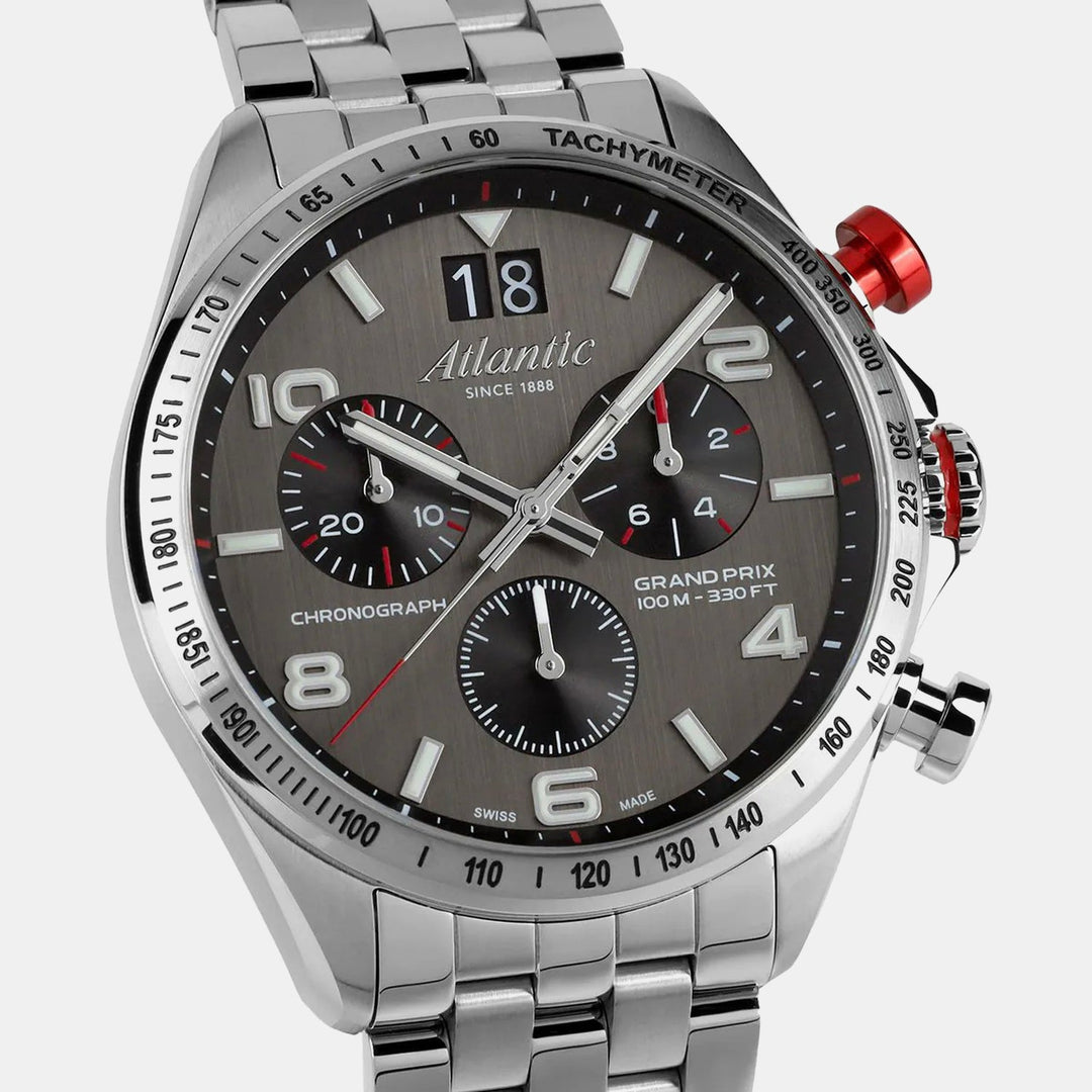 Atlantic Chronograph Brown Dial Stainless Steel Men&