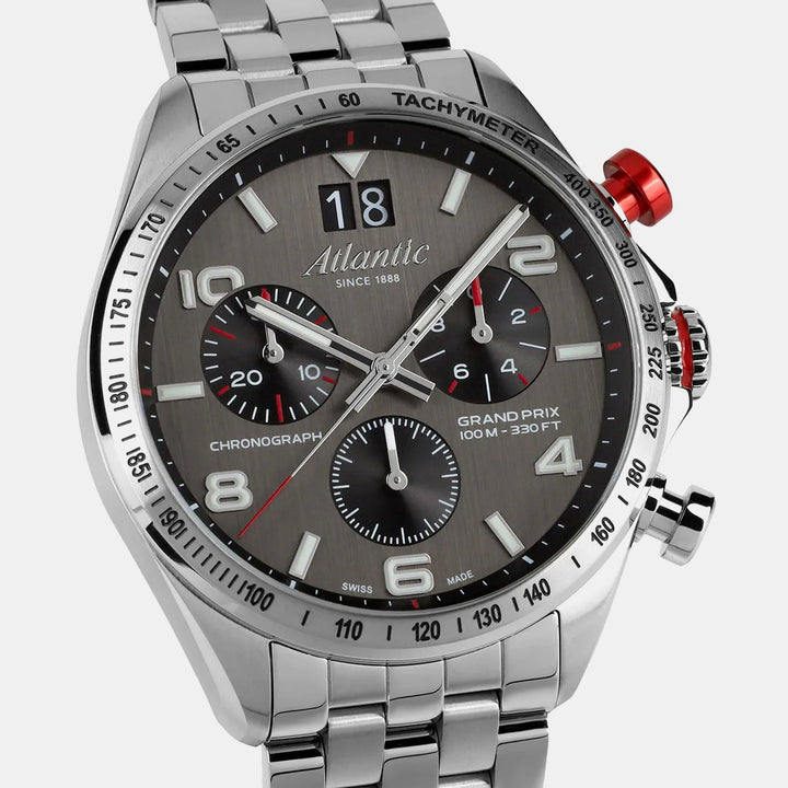 Atlantic Chronograph Brown Dial Stainless Steel Men&