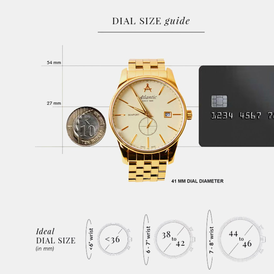 Atlantic Seaport Small Second Gold Dial Men&
