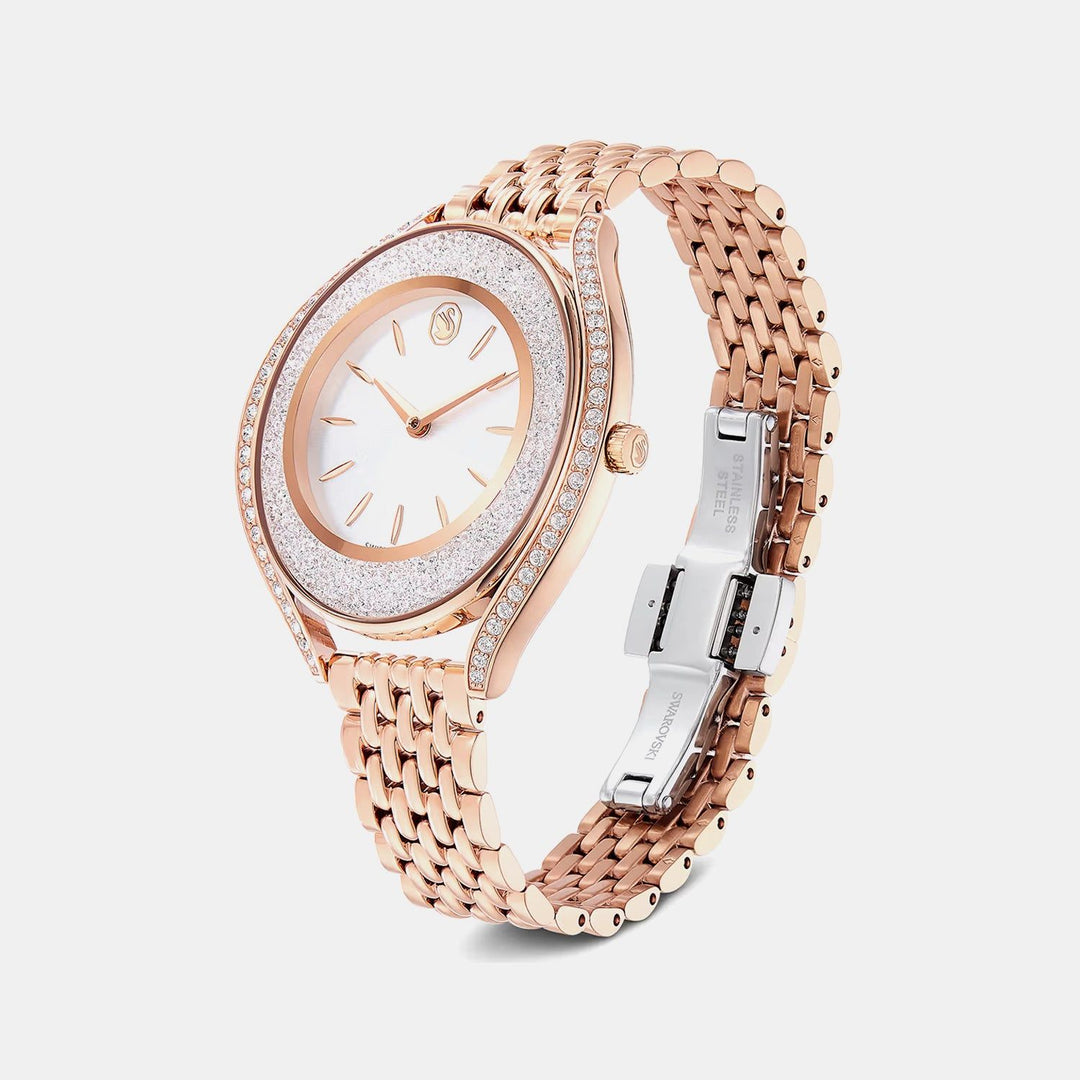 Swarovski Crystalline Aura Rose Gold-Tone Silver Dial Women&