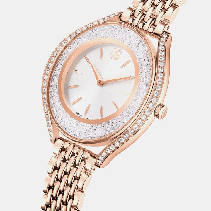 Swarovski Crystalline Aura Rose Gold-Tone Silver Dial Women&