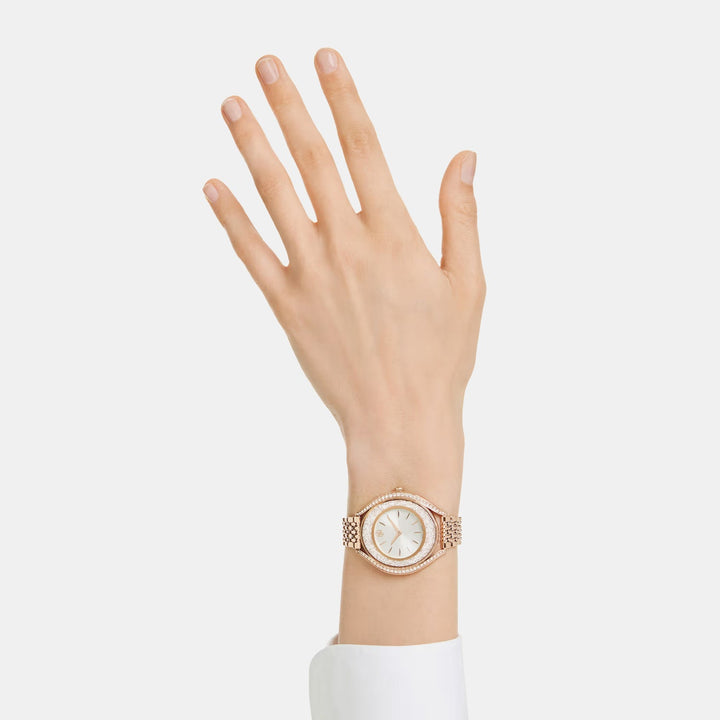 Swarovski Crystalline Aura Rose Gold-Tone Silver Dial Women&