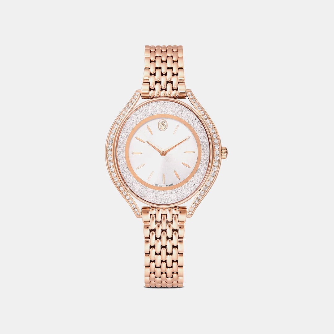 Swarovski Crystalline Aura Rose Gold-Tone Silver Dial Women&