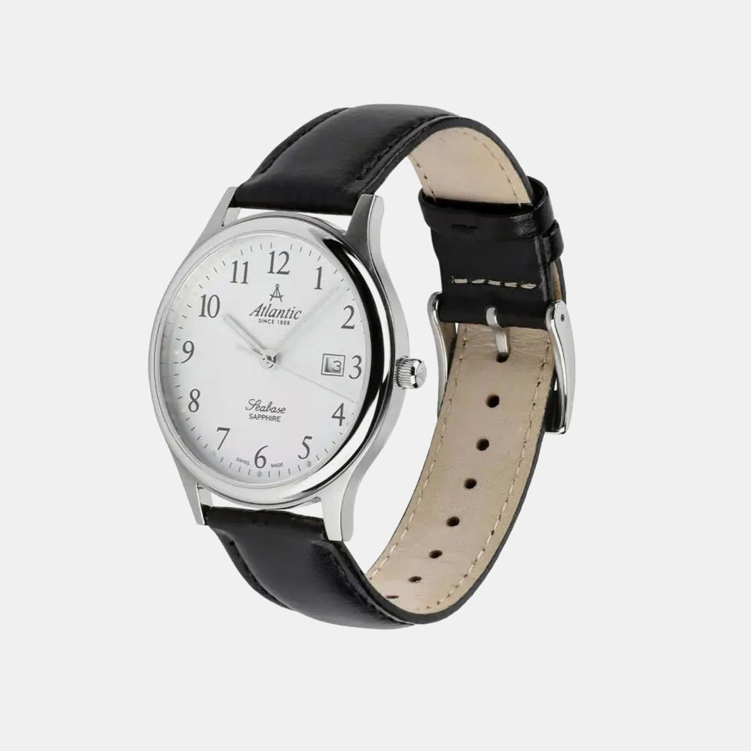 Atlantic Seabase Gents 60343.41.13 White Dial Leather Men&