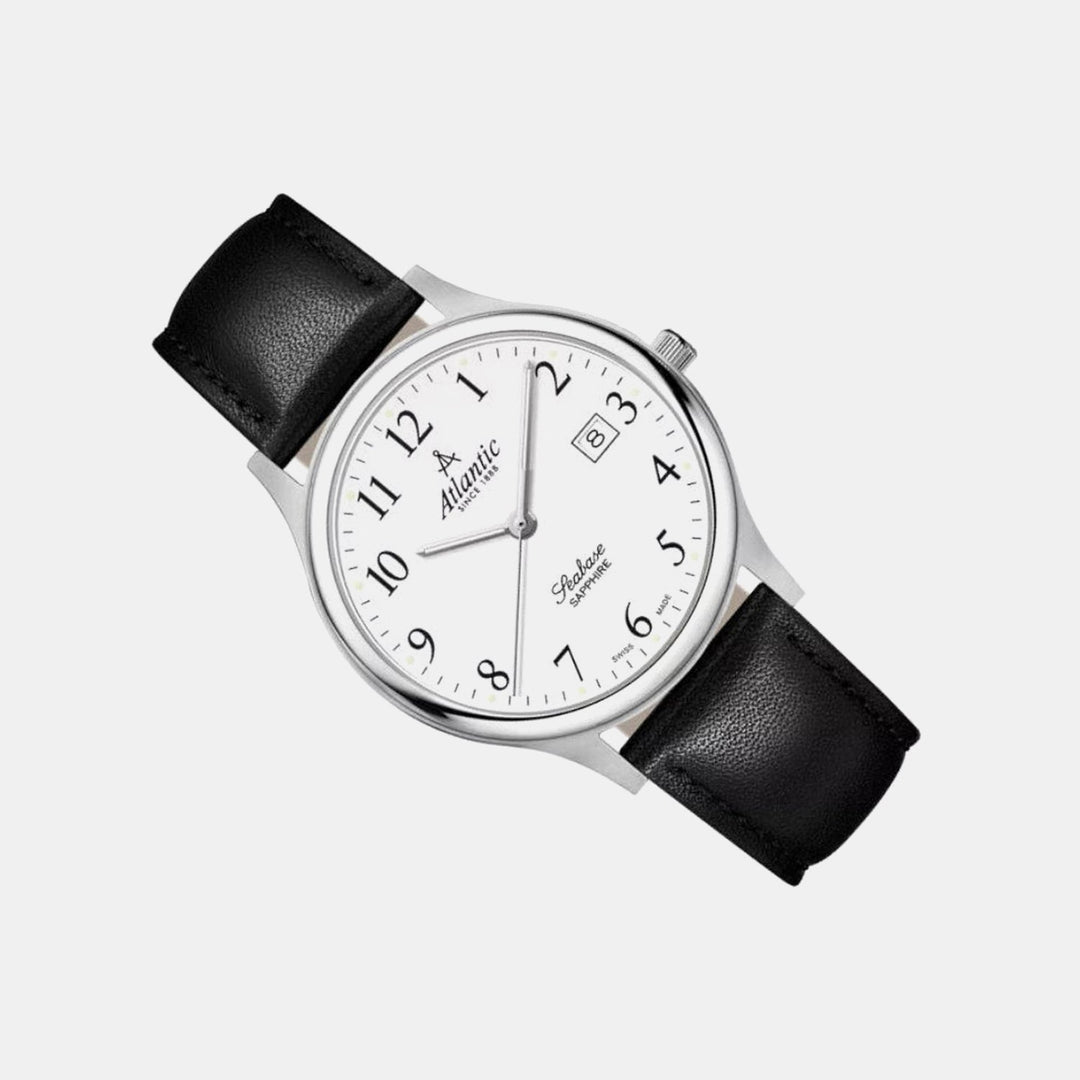 Atlantic Seabase Gents 60343.41.13 White Dial Leather Men&