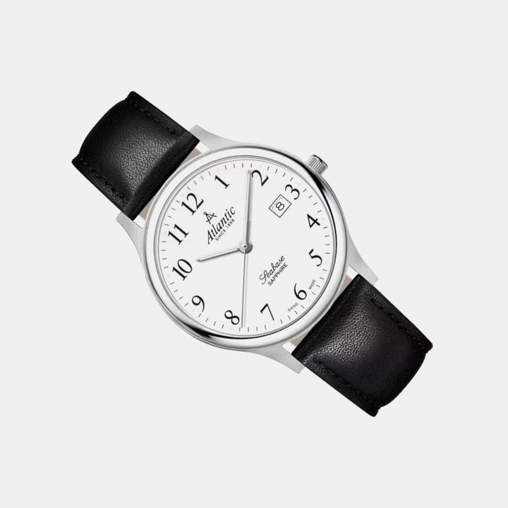 Atlantic Seabase Gents 60343.41.13 White Dial Leather Men&