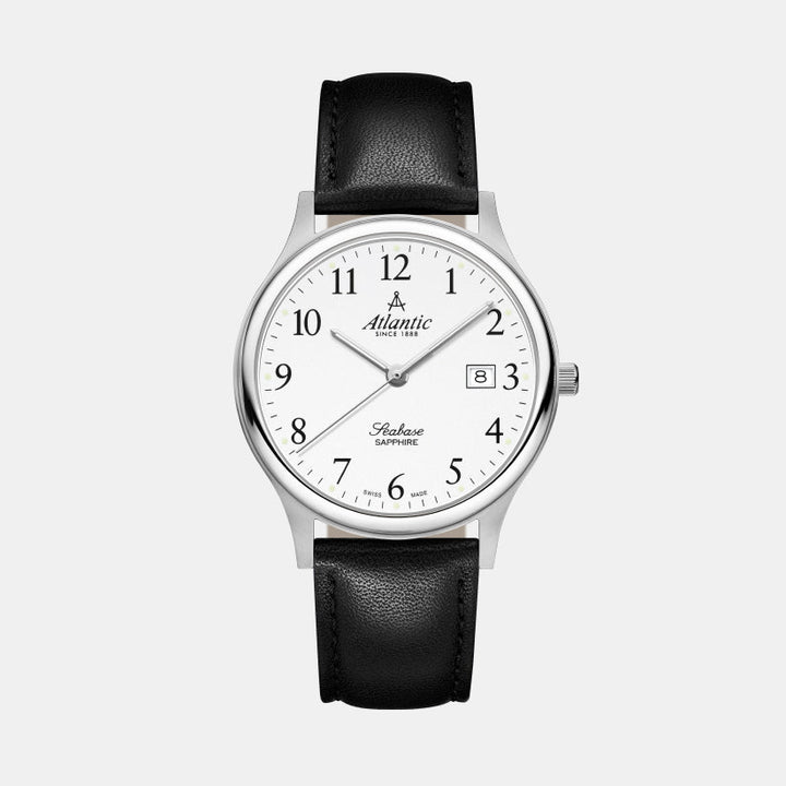 Atlantic Seabase Gents 60343.41.13 White Dial Leather Men&