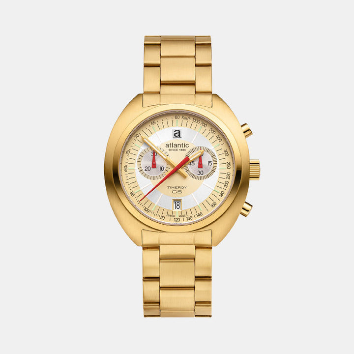 Atlantic Quartz Chronograph Gold Dial Stainless Steel Men&
