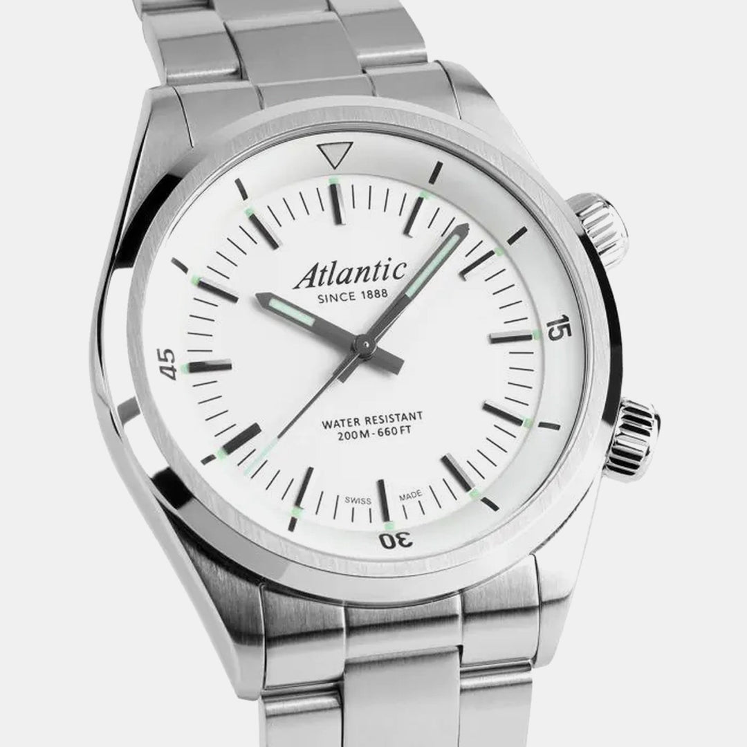 Atlantic Seacloud Diver Quartz White Dial Men&