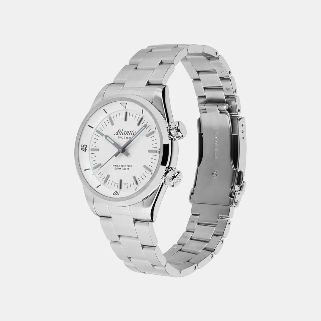 Atlantic Seacloud Diver Quartz White Dial Men&
