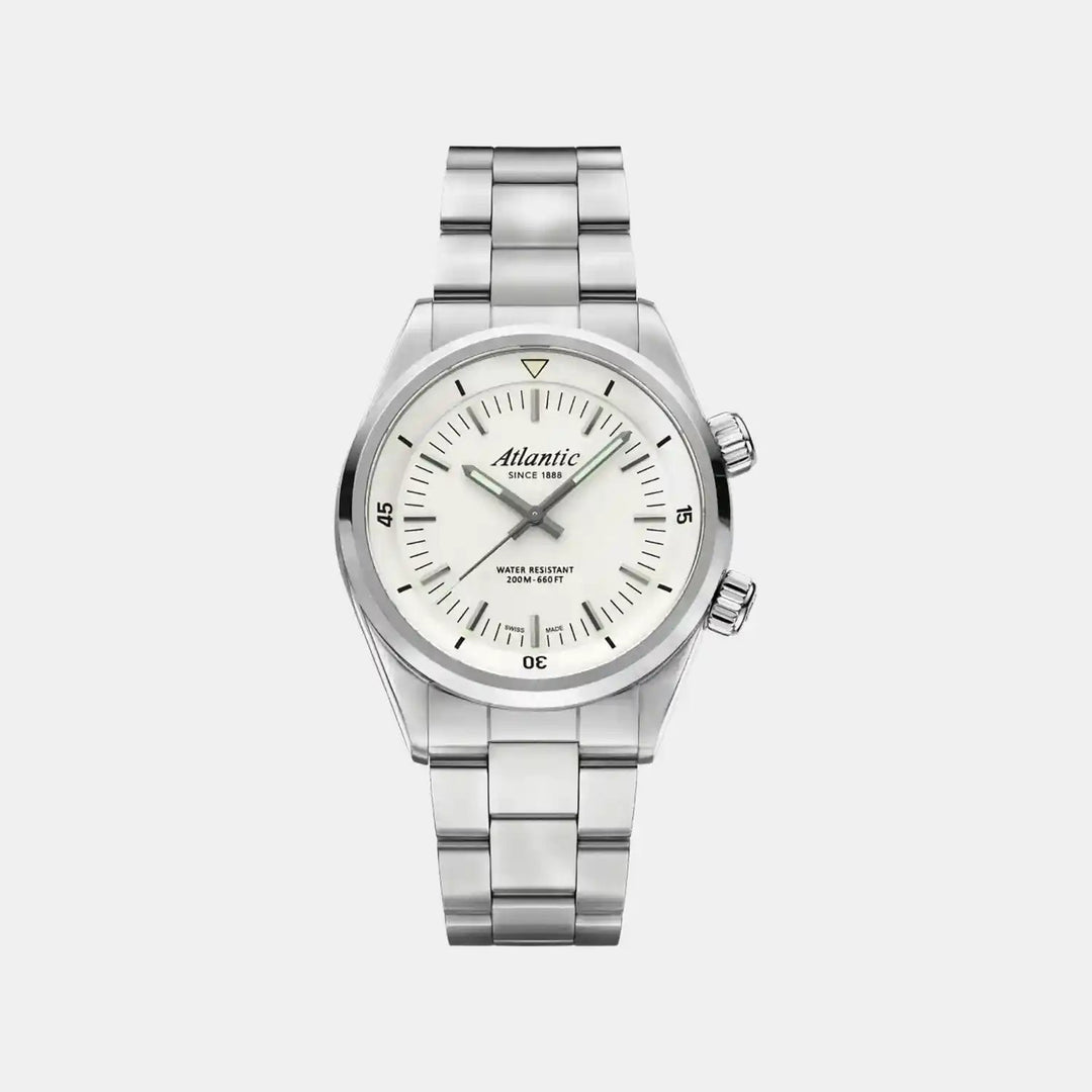 Atlantic Seacloud Diver Quartz White Dial Men&