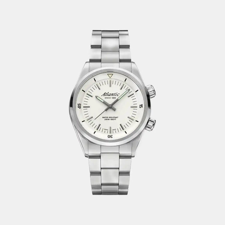 Atlantic Seacloud Diver Quartz White Dial Men&