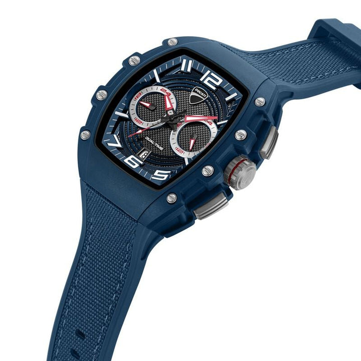 Ducati Quartz Multifunction Blue Dial Blue Silicone Strap Watch For Men
