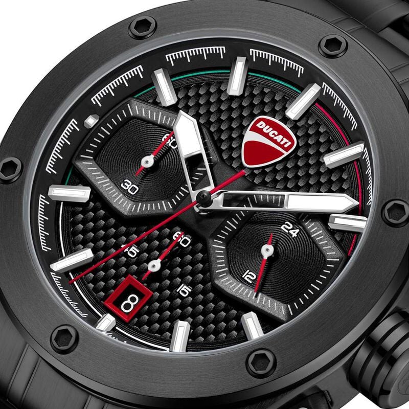 Ducati Quartz Chronograph Black Dial Black Stainless Steel Strap Watch For Men