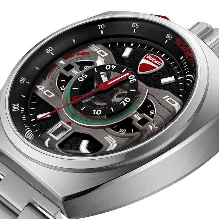 Ducati Quartz Chronograph Black Dial Silver Stainless Steel Strap Watch For Men dtwgi0004001w