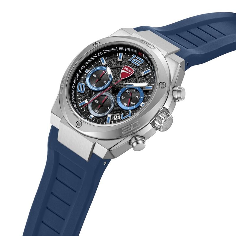 Ducati Quartz Chronograph Blue Dial Blue Silicone Strap Watch For Men