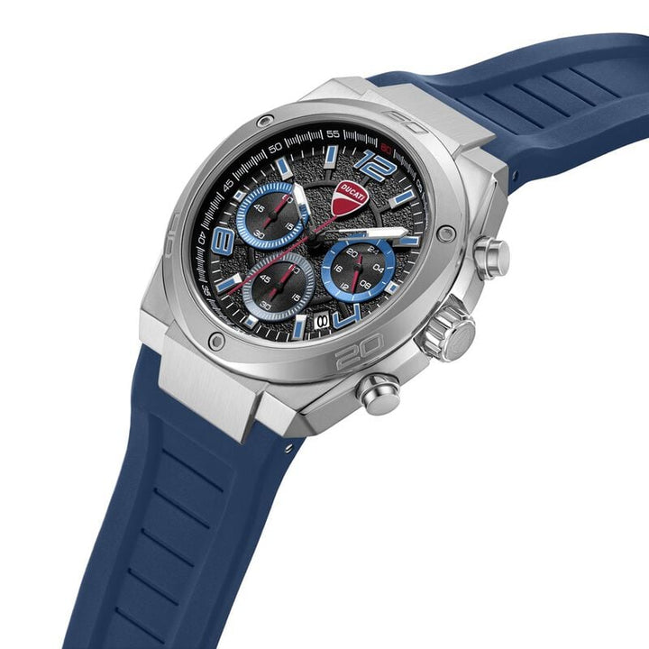 Ducati Quartz Chronograph Blue Dial Blue Silicone Strap Watch For Men
