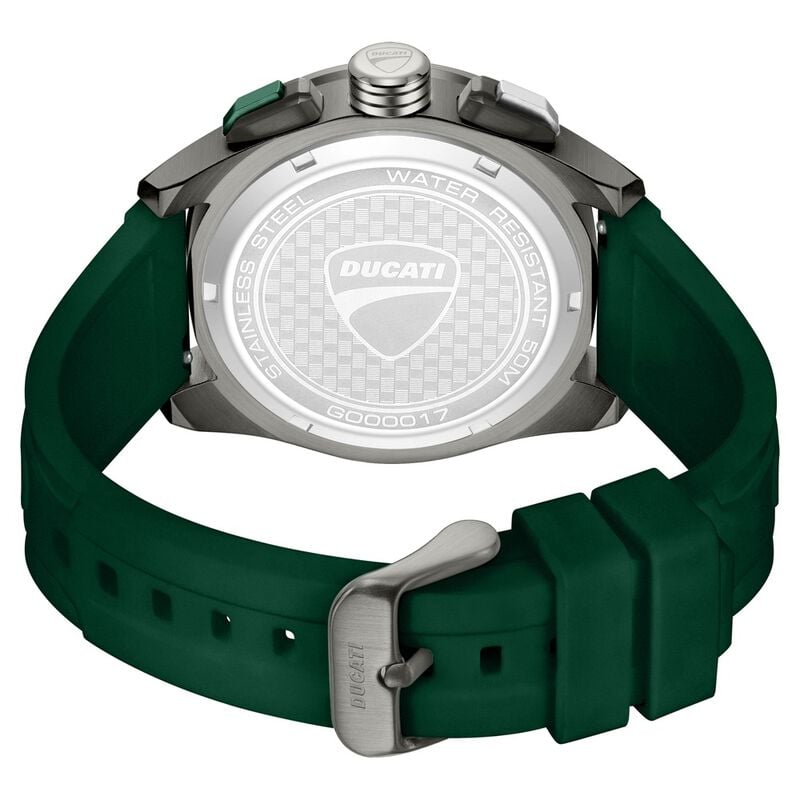 Ducati Quartz Chronograph Black Dial Green Silicone Strap Watch For Men