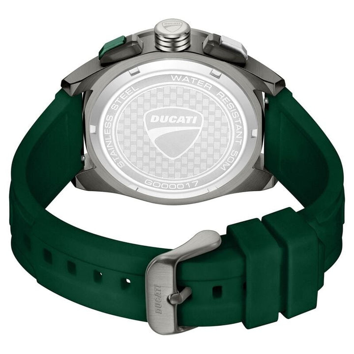 Ducati Quartz Chronograph Black Dial Green Silicone Strap Watch For Men