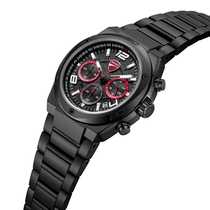 Ducati Quartz Chronograph Black Dial Black Stainless Steel Strap Men&