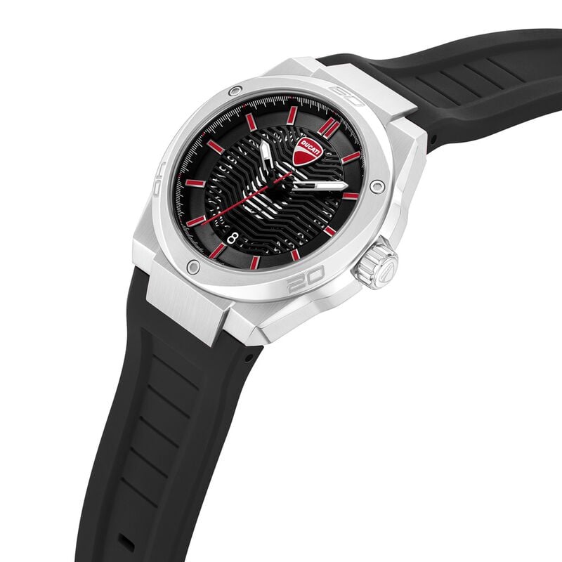 Ducati Quartz Analog Black Dial Black Silicone Strap Watch For Men