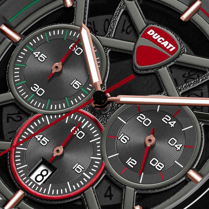 Ducati Quartz Chronograph Grey Dial Black Silicone Strap Watch For Men