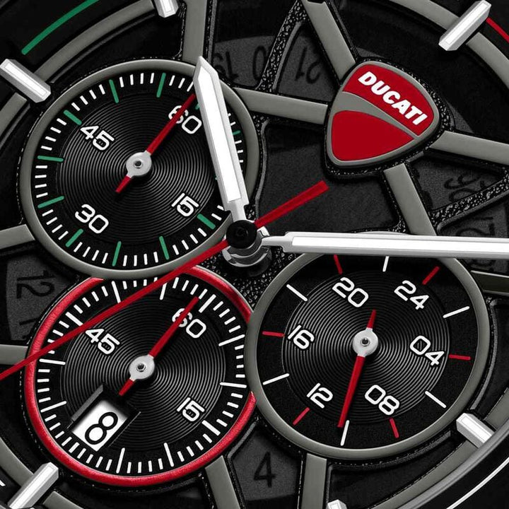 Ducati Quartz Chronograph Black Dial Black Silicone Strap Watch dtwgo0003001w