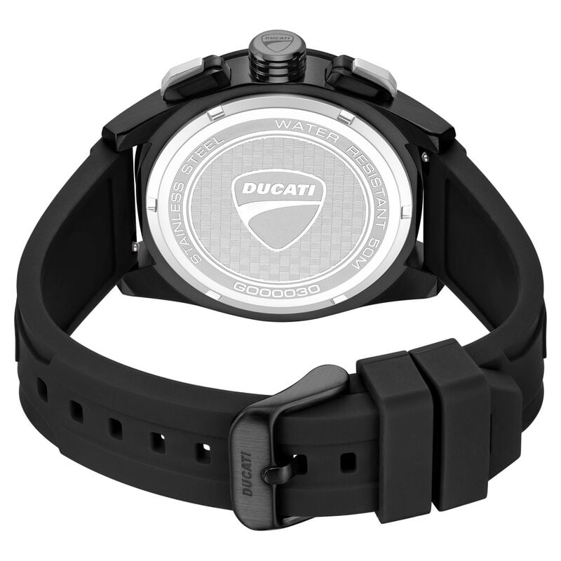 Ducati Quartz Chronograph Black Dial Black Silicone Strap Watch dtwgo0003001w