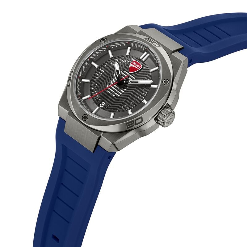 Ducati Quartz Analog Grey Dial Blue Silicone Strap Watch For Men dtwgn0002702w