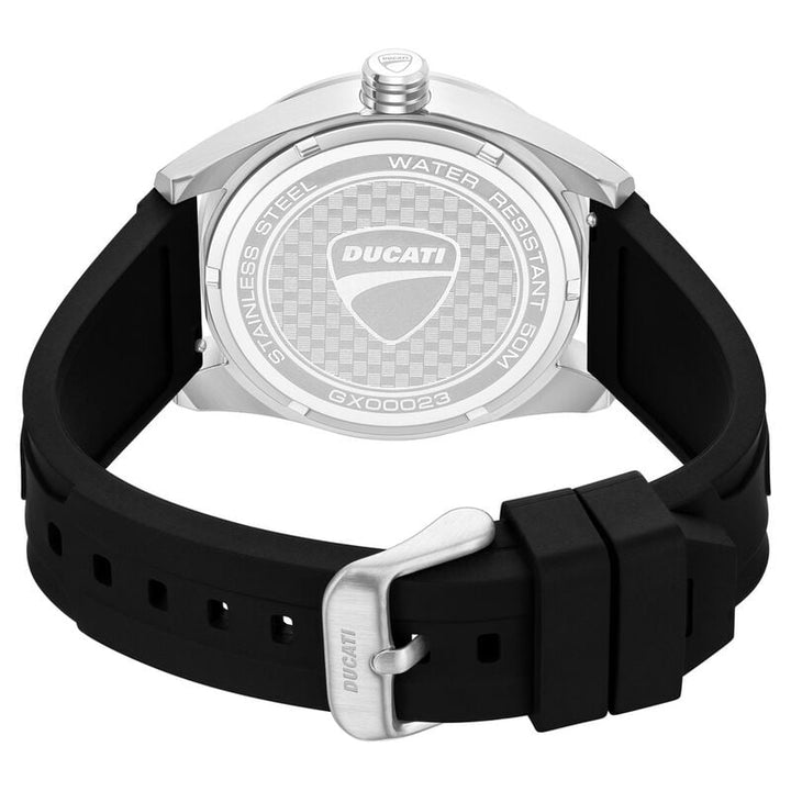 Ducati Quartz Analog Black Dial Black Leather Strap Watch for Men DTWGX00023X0W