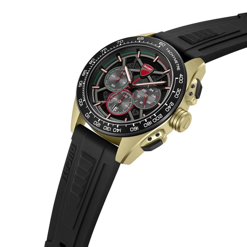 Ducati Quartz Chronograph Grey Dial Black Silicone Strap Watch For Men