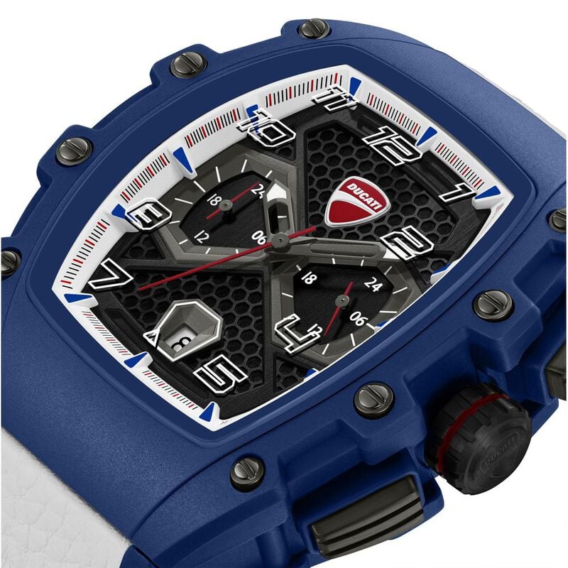 Ducati Quartz Multifunction Black Dial Blue Silicone Strap Watch For Men - dtwgc0002805w