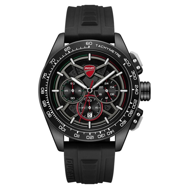Ducati Quartz Chronograph Black Dial Black Silicone Strap Watch dtwgo0003001w