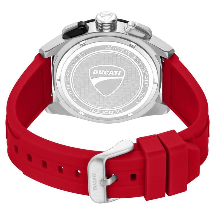 Ducati Quartz Chronograph dtwgo0003003w Black Dial Red Silicone Strap Men&