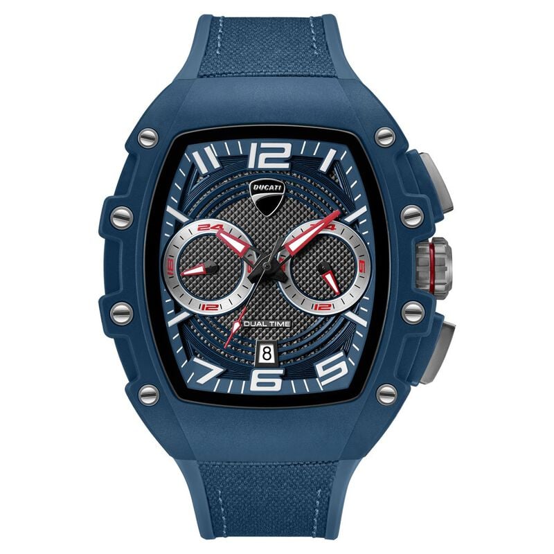 Ducati Quartz Multifunction Blue Dial Blue Silicone Strap Watch For Men