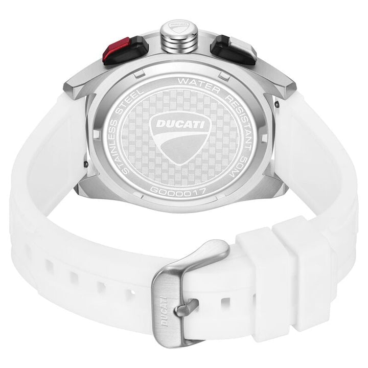 Ducati Quartz Chronograph Black Dial White Silicone Strap Watch For Men DTWGO0001702W