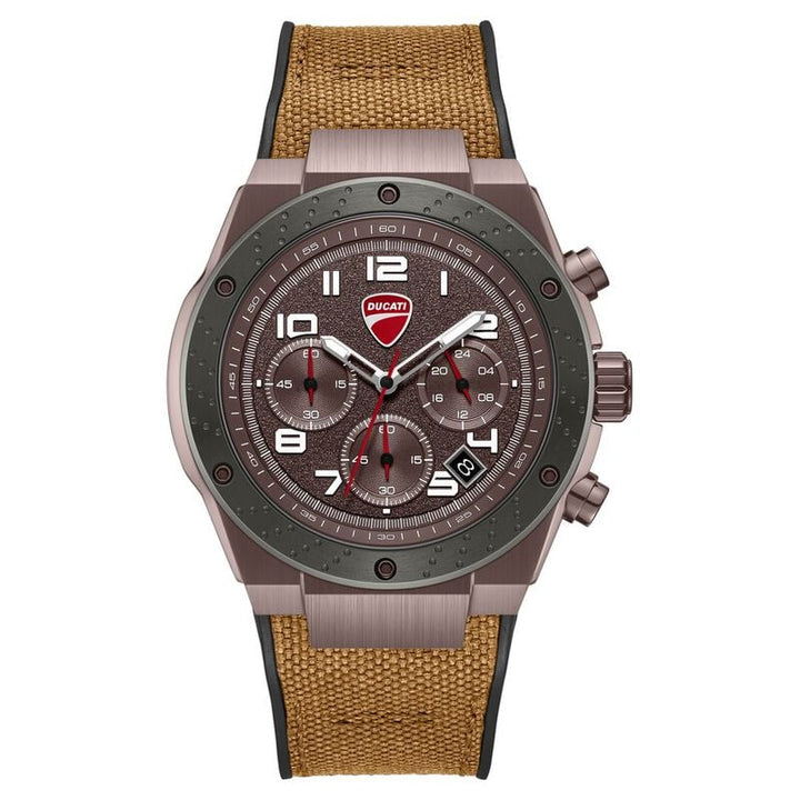 Ducati dtwgo0002503w Quartz Chronograph Brown Dial Black Silicone Strap Men&