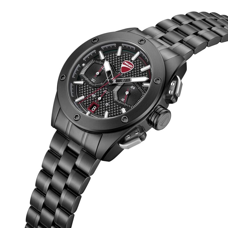 Ducati Quartz Chronograph Black Dial Black Stainless Steel Strap Watch For Men