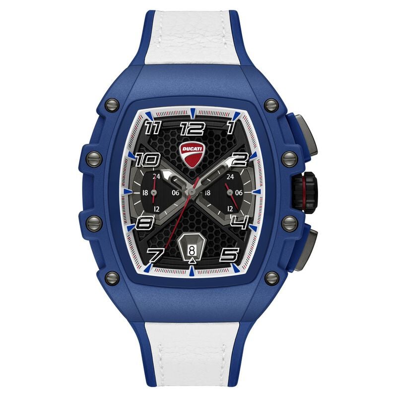 Ducati Quartz Multifunction Black Dial Blue Silicone Strap Watch For Men - dtwgc0002805w