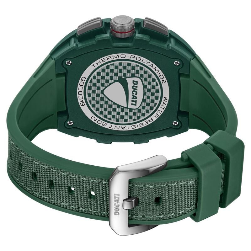 Ducati dtwgo0001904w Quartz Multifunction Black Dial Green Silicone Strap Men&