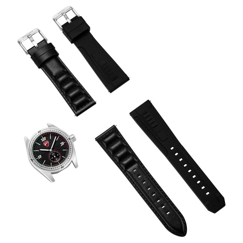 Ducati Quartz Analog Black Dial Black Leather Strap Watch for Men DTWGX00023X0W