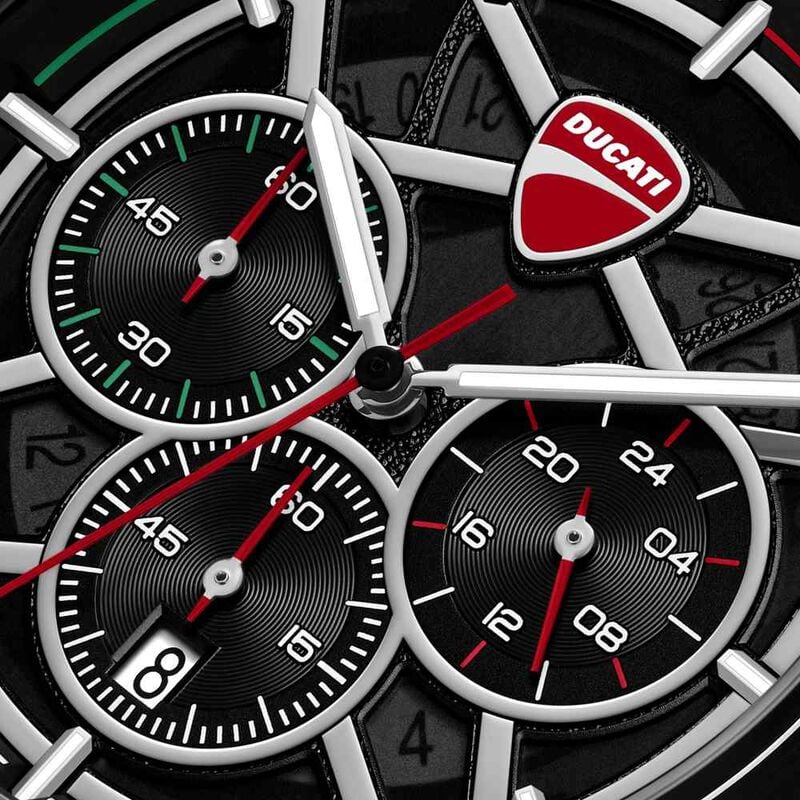 Ducati Quartz Chronograph dtwgo0003003w Black Dial Red Silicone Strap Men&