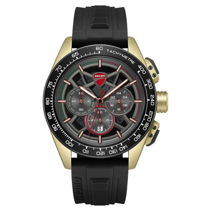 Ducati Quartz Chronograph Grey Dial Black Silicone Strap Watch For Men