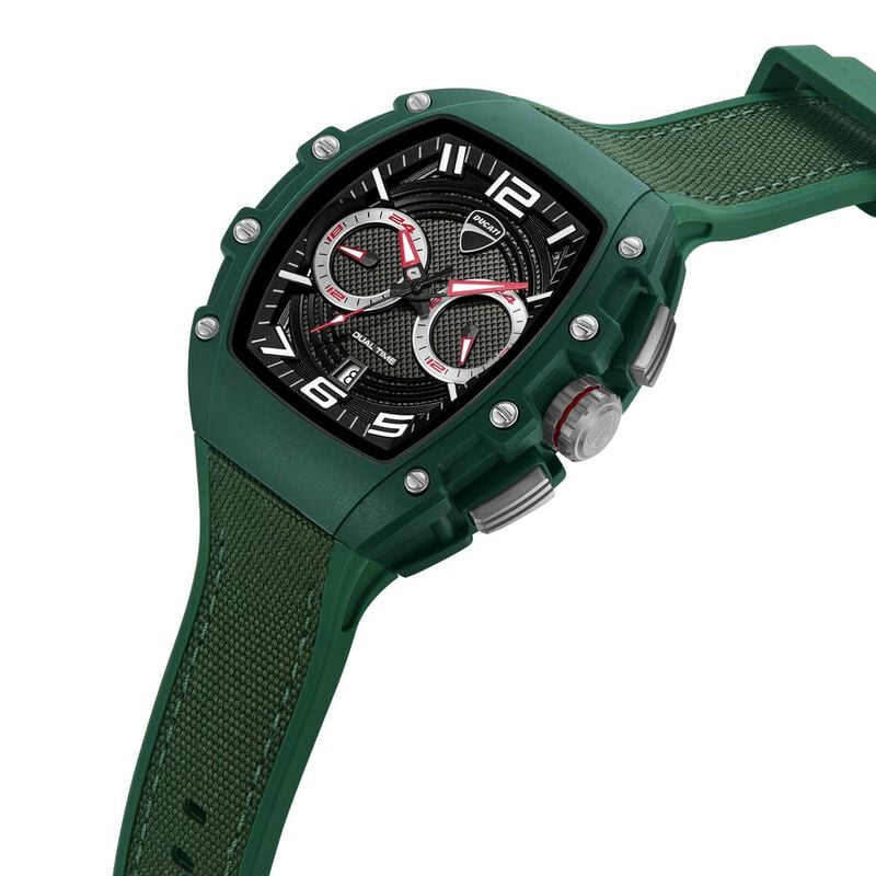 Ducati dtwgo0001904w Quartz Multifunction Black Dial Green Silicone Strap Men&